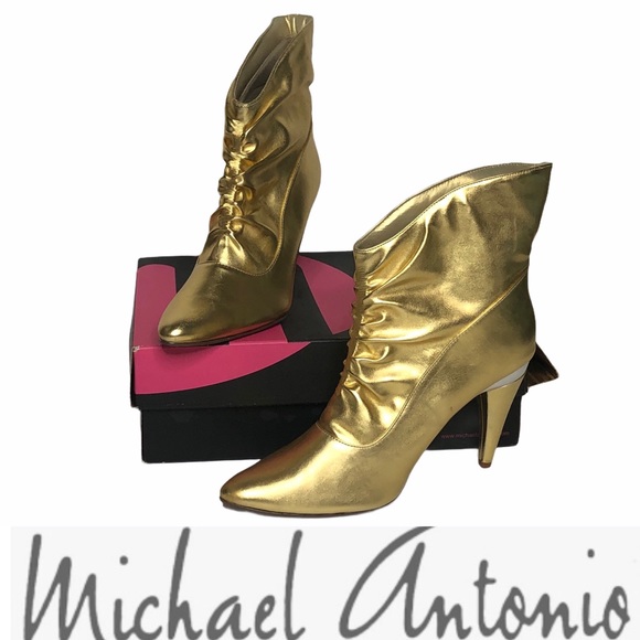 Michael Antonio Metallic Gold “SMUSH” Booties 8 - Picture 2 of 15